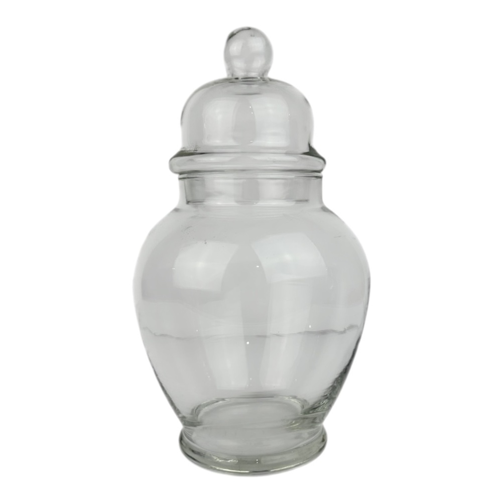 SOLD-Vintage Glass Apothecary Jar With Lid Clear Glass